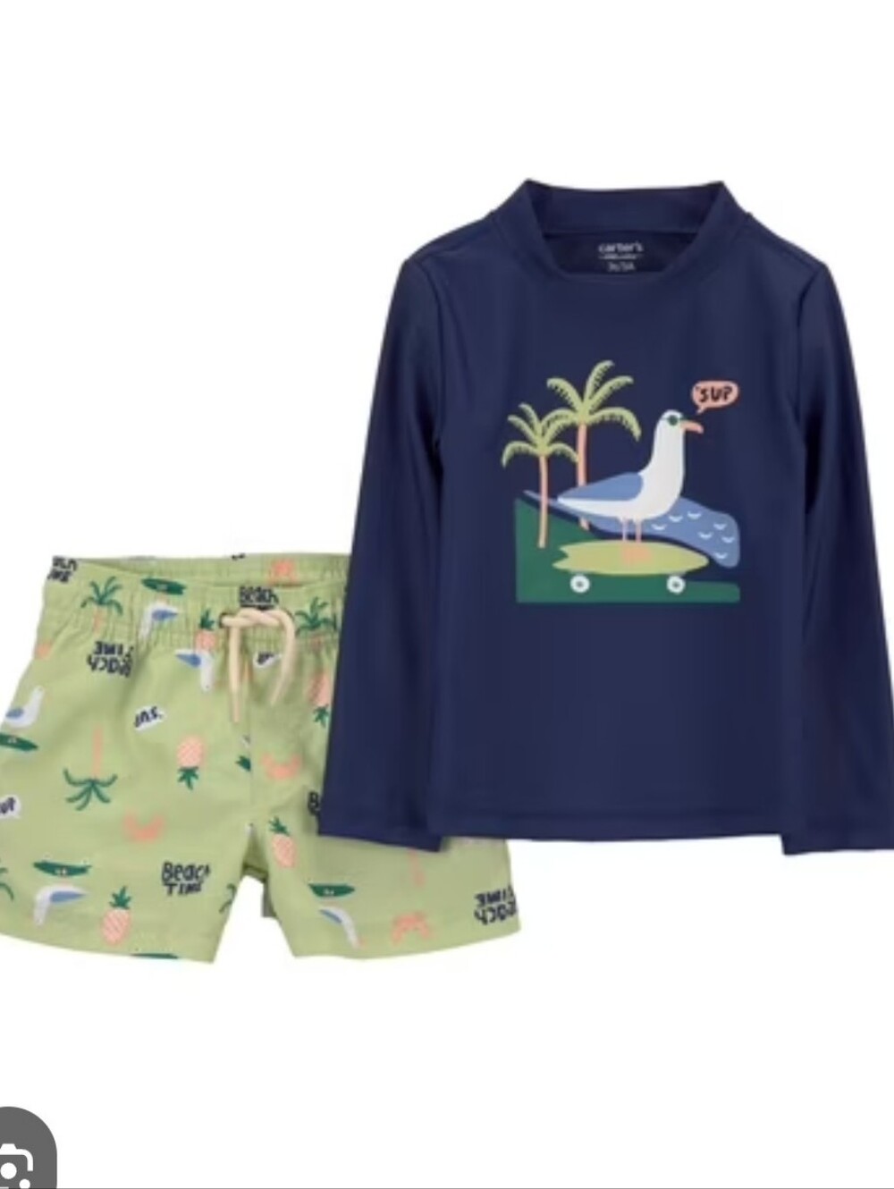 Child of Mine by Carter's Boys Rash Guard Swimsuit Trunks 2-Piece Set Size 2T
